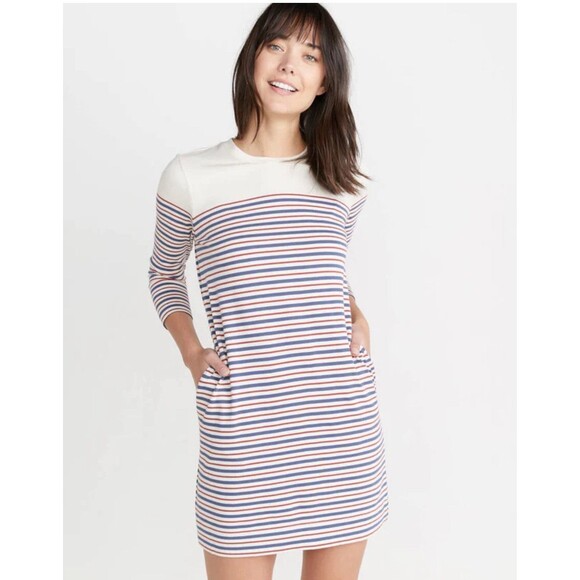 Marine Layer Women's Size Medium Nautical Striped 3/4 Sleeve April Tunic Dress - Picture 1 of 6